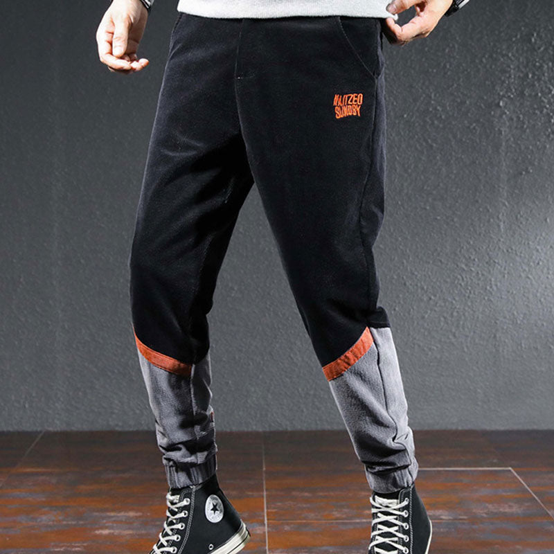 Color Block Men Casual Tapered Pant Men Spring Summer Casual Pant Spring Color Contrast Patchwork Loose Tappered Corduroy Casual Pants Male Men Pant