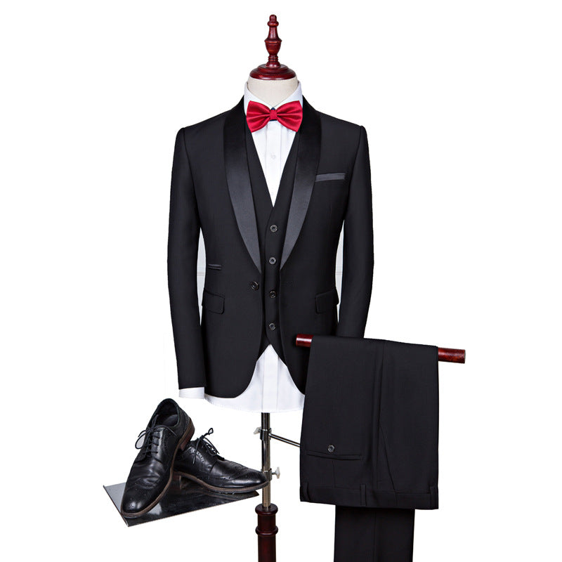 Burgundy Suit Men's Three-Piece Suit plus Size Wedding Groom Suit