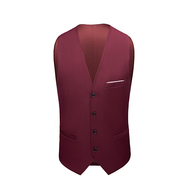 Burgundy Suit Men's Three-Piece Suit plus Size Wedding Groom Suit