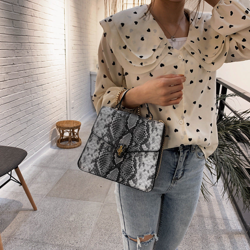 Snake Pattern Small Square Handbag New Broadband Shoulder Ulzzang Messenger Bag