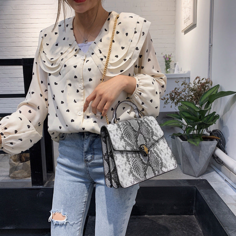Snake Pattern Small Square Handbag New Broadband Shoulder Ulzzang Messenger Bag