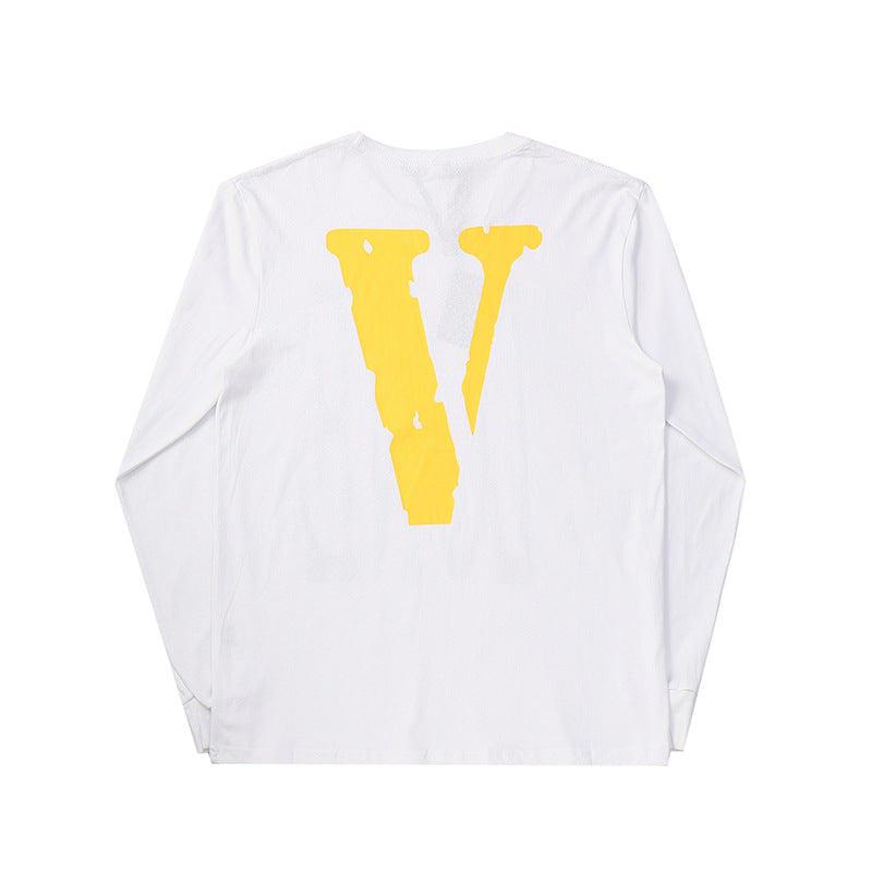 Vlone Sweatshirt Letter Printed round Neck Men's Women's Pullover Long Sleeve Loose Hip Hop Top