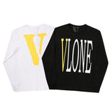 Vlone Sweatshirt Letter Printed round Neck Men's Women's Pullover Long Sleeve Loose Hip Hop Top