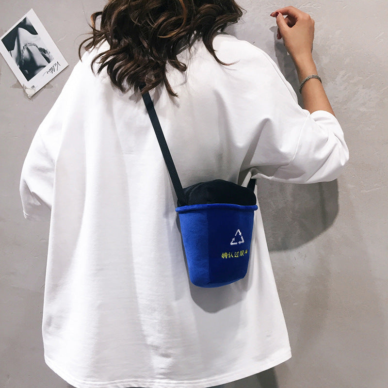 Uzzlang Messenger Bag Cool Text Bucket Bag Mini Bag
