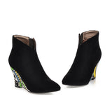 Coachella Festival Boots Autumn and Winter High Heel Wedge Large Size Pointed Low-Top Women's Boots