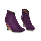 Coachella Festival Boots Autumn and Winter High Heel Wedge Large Size Pointed Low-Top Women's Boots