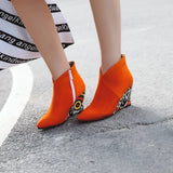 Coachella Festival Boots Autumn and Winter High Heel Wedge Large Size Pointed Low-Top Women's Boots