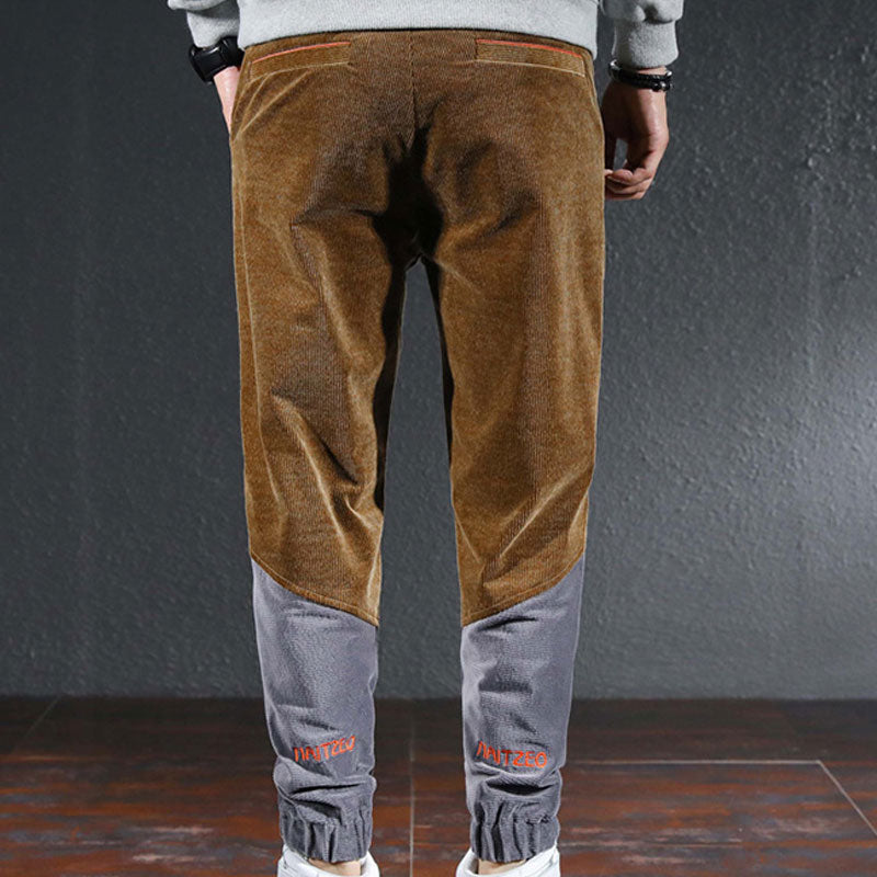 Color Block Men Casual Tapered Pant Men Spring Summer Casual Pant Spring Color Contrast Patchwork Loose Tappered Corduroy Casual Pants Male Men Pant