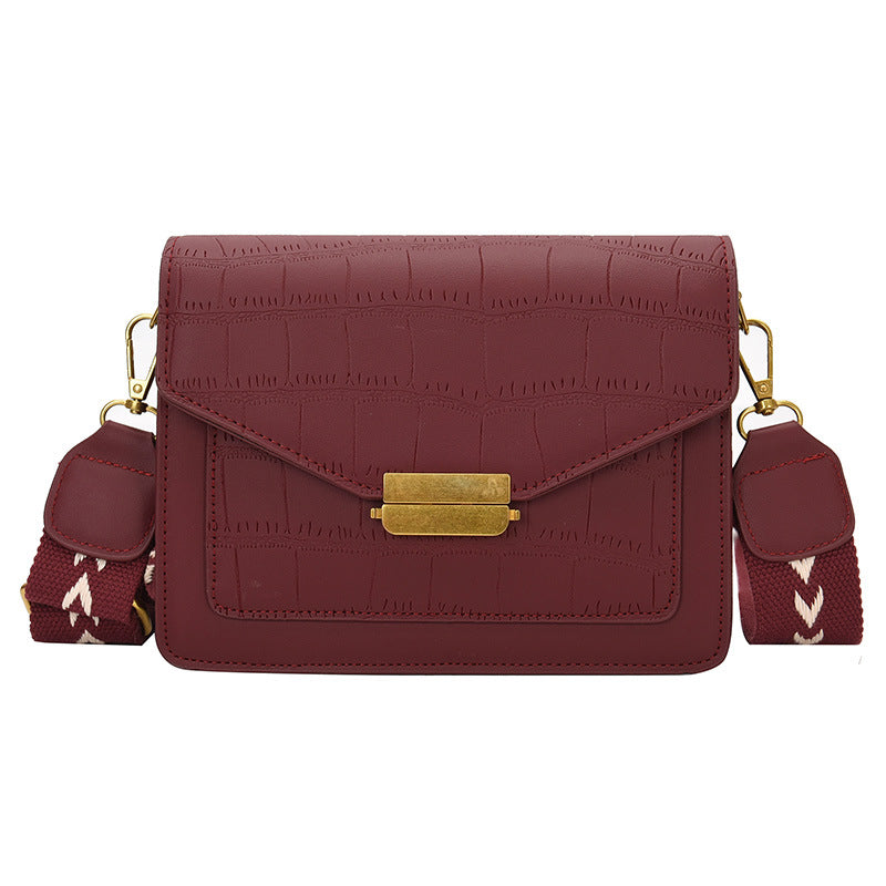 Small Square Bag Retro Easy Matching Single Shoulder Wide Strap Crossbody Bag