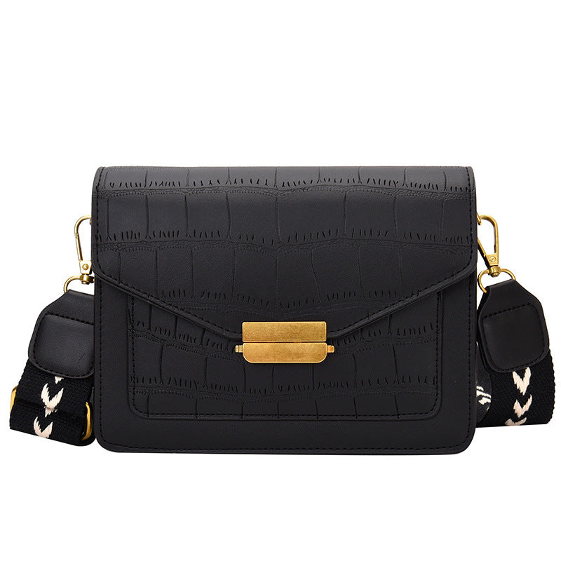 Small Square Bag Retro Easy Matching Single Shoulder Wide Strap Crossbody Bag