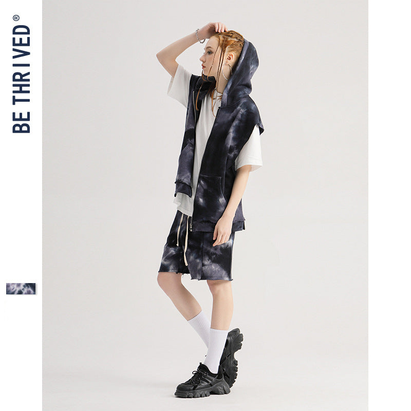 Men's Spring and Summer Loose Hooded plus Size Loose Retro Sports Vest Men Top