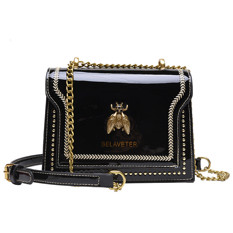 Patent Leather Small Square Bag Versatile Chain Bag