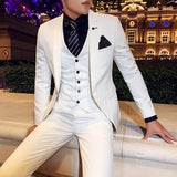 Mens Graduation Outfits Autumn Casual Fashion Tailored Suit Three-Piece Men's Solid Color Slim Fit Small Business Suit