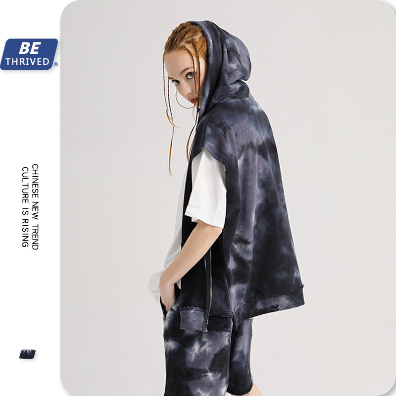 Men's Spring and Summer Loose Hooded plus Size Loose Retro Sports Vest Men Top