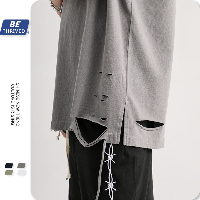 Men's Spring and Summer Large Size Retro Retro Sports Loose Men's Vest T-shirt Custom Men Top