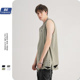 Men's Spring and Summer Large Size Retro Retro Sports Loose Men's Vest T-shirt Custom Men Top