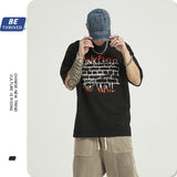 Men's Spring and Summer Retro Rock Large Size Sports Casual Short-Sleeved T-shirt Men Top