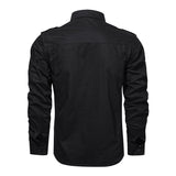 Military Pure Color Pocket Men Long Sleeve Slim Fit Shirt Pilot Cotton Shirt Air Force Shirt Spring and Autumn Men's Overalls Long Sleeve Shirt Men's plus Size Casual Shirt Men