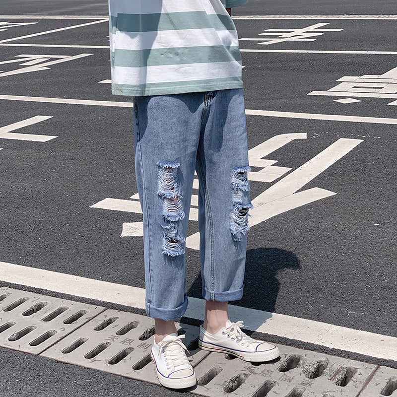 Summer Casual Jeans Men's plus Size Sports Loose Trousers Jeans Men Jeans