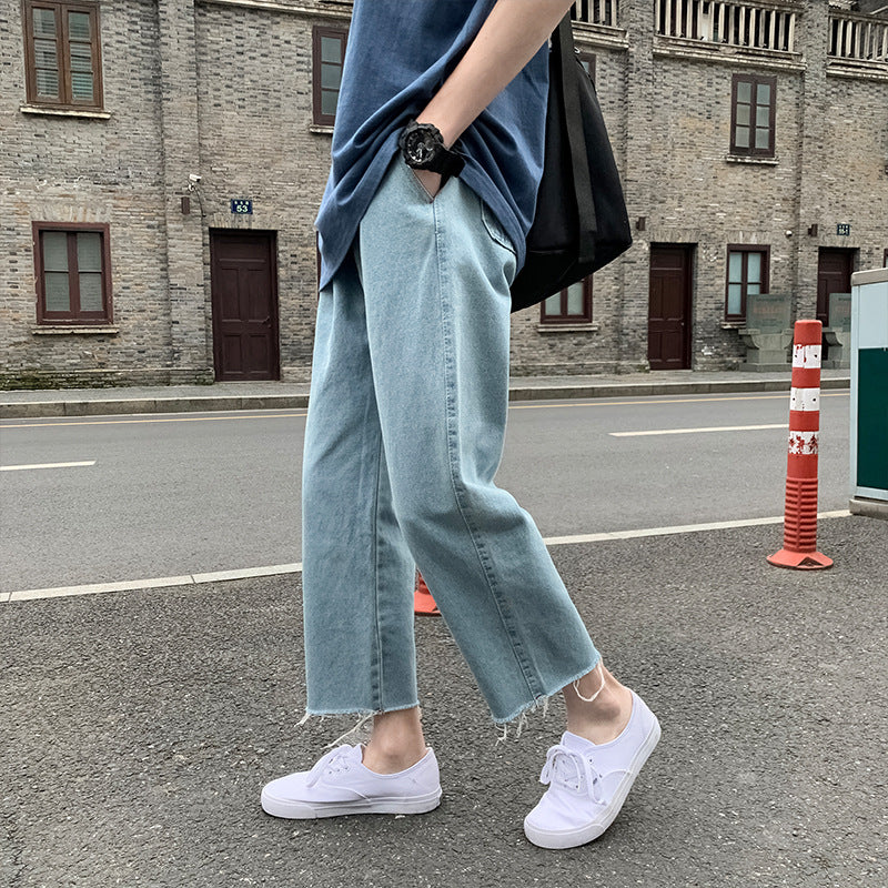 Summer Jeans Men's Large Size Retro Sports Baggy Straight Trousers Casual Pants Trousers Men's Jeans