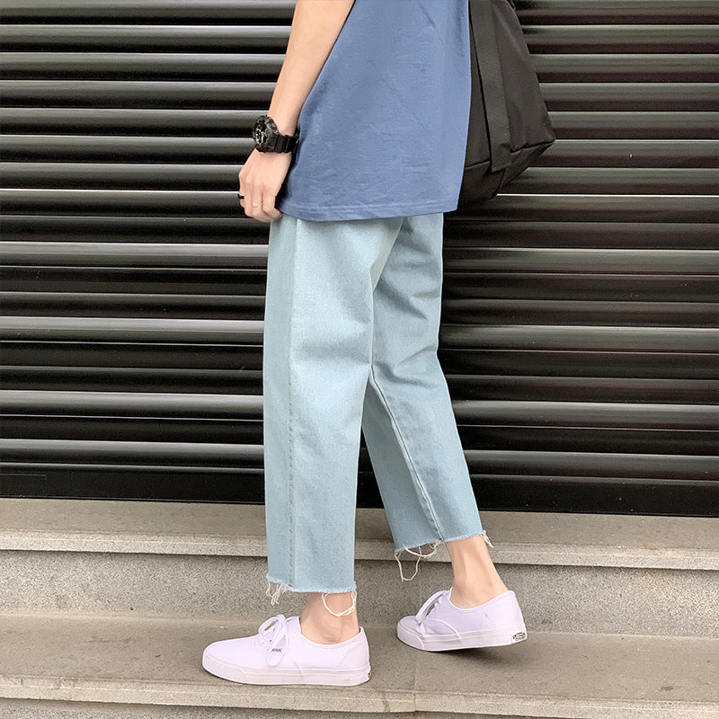 Summer Jeans Men's Large Size Retro Sports Baggy Straight Trousers Casual Pants Trousers Men's Jeans