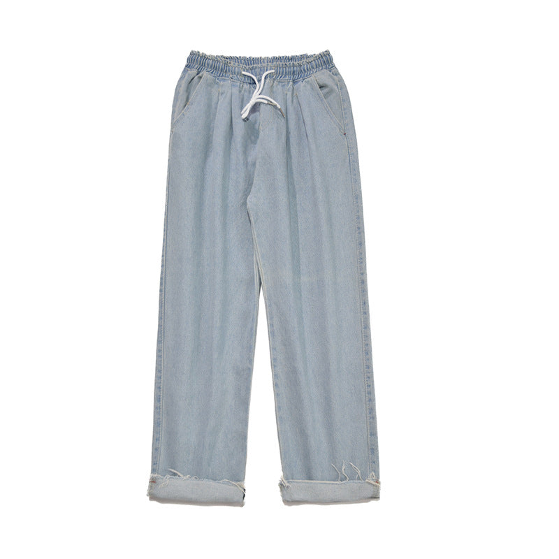 Summer Jeans Men's Large Size Retro Sports Baggy Straight Trousers Casual Pants Trousers Men's Jeans