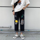 Summer plus Size Retro Sports Jeans Men's Loose Student Trousers Men's Clothing Men Jeans