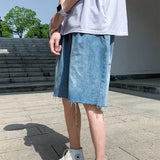 Summer Straight Denim Shorts Loose plus Size Retro Sports Trousers Casual Pants Men Jeans