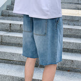 Summer Straight Denim Shorts Loose plus Size Retro Sports Trousers Casual Pants Men Jeans