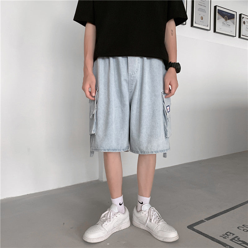 Summer plus Size Sports Loose Straight Denim Shorts Men's Fifth Pants Men's Jeans