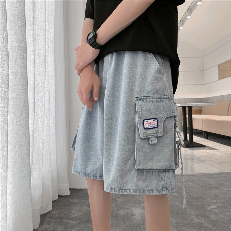 Summer plus Size Sports Loose Straight Denim Shorts Men's Fifth Pants Men's Jeans