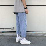 Summer plus Size Retro Sports Jeans Men's Loose Student Trousers Men's Clothing Men Jeans