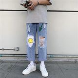 Summer plus Size Retro Sports Jeans Men's Loose Student Trousers Men's Clothing Men Jeans