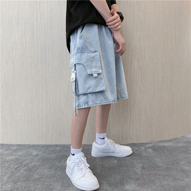 Summer plus Size Sports Loose Straight Denim Shorts Men's Fifth Pants Men's Jeans