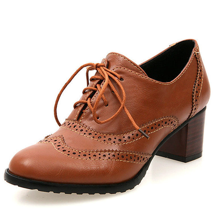 Coachella Festival Boots Mid-Heeled Ankle Boots plus Size Single-Layer Boots Front Lace-up Retro Women's Shoes