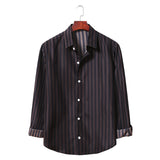 Men's Striped Long Sleeve Youth Fashion Business Casual Lining Large Size Retro Sports Men Shirt