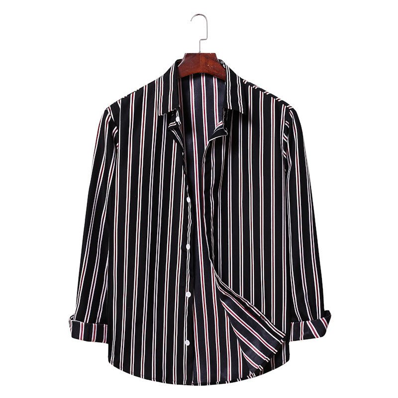 Men's Striped Long Sleeve Sports Youth Fashion Trends Casual Men Shirt