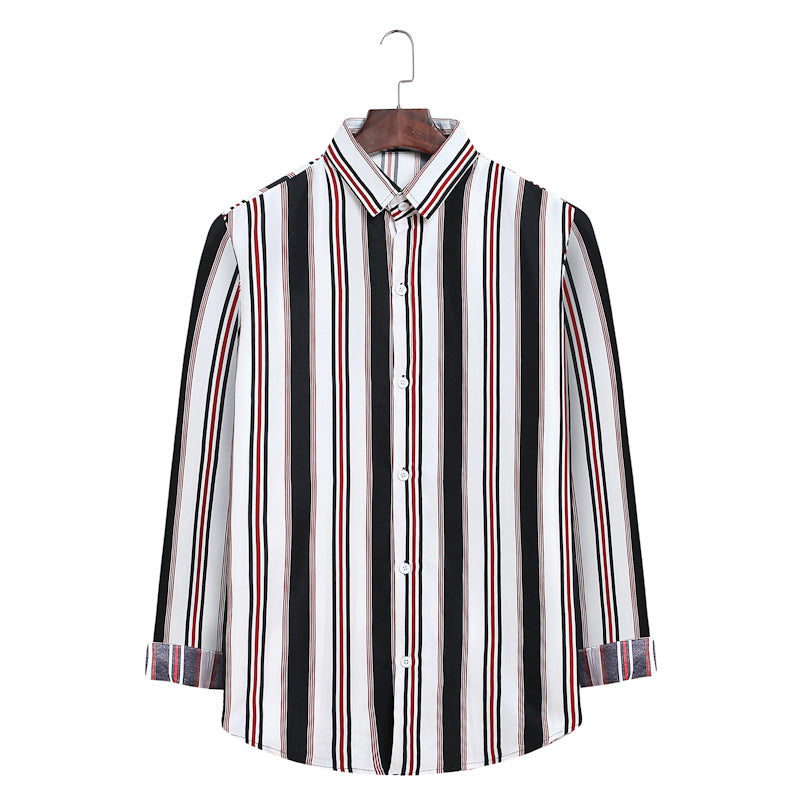 Men's Striped Long Sleeve Sports Youth Fashion Trends Casual Men Shirt