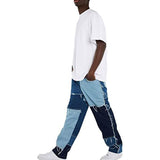 Men Patchwork Jeans Men's Jeans Contrast Color Hip Hop Casual Stitching Denim Trousers plus Size Retro Sports