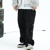 Men's Large Size Retro Sports Wide Leg Pants Men's Fashion Brand Hip Hop Trousers Straight-Leg Pants Street Multi-Pocket Loose Cargo Pants Men Pants