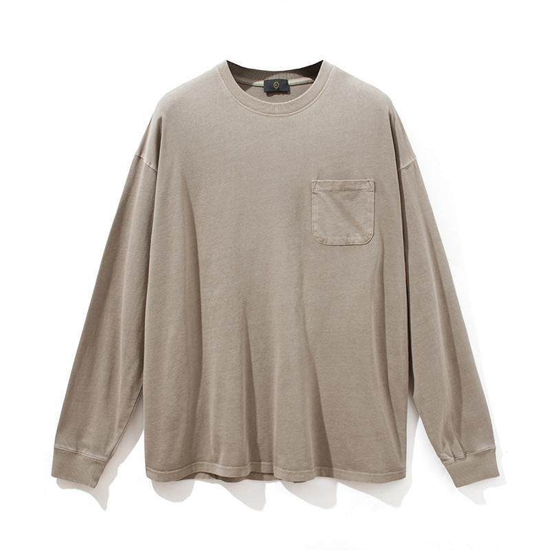 Men's Autumn and Winter Vest Retro plus Size Sports Loose Long Sleeve T-shirt Men Top