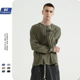 Men's Autumn and Winter Vest Retro plus Size Sports Loose Long Sleeve T-shirt Men Top