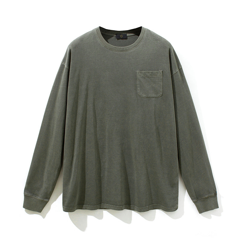 Men's Autumn and Winter Vest Retro plus Size Sports Loose Long Sleeve T-shirt Men Top