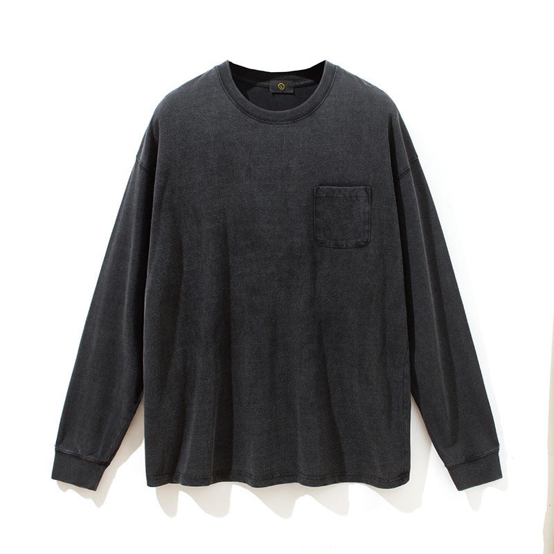 Men's Autumn and Winter Vest Retro plus Size Sports Loose Long Sleeve T-shirt Men Top