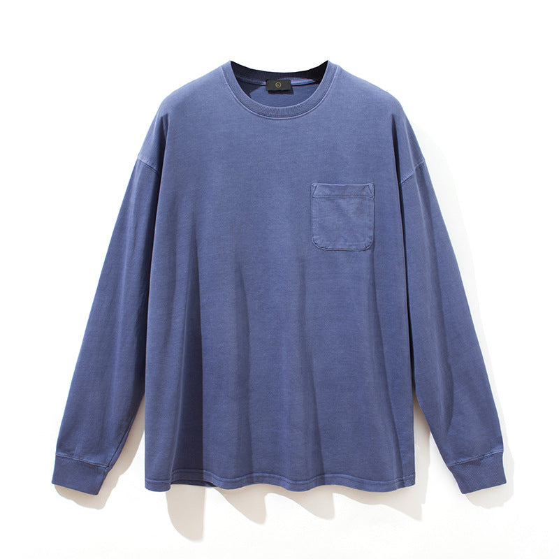 Men's Autumn and Winter Vest Retro plus Size Sports Loose Long Sleeve T-shirt Men Top