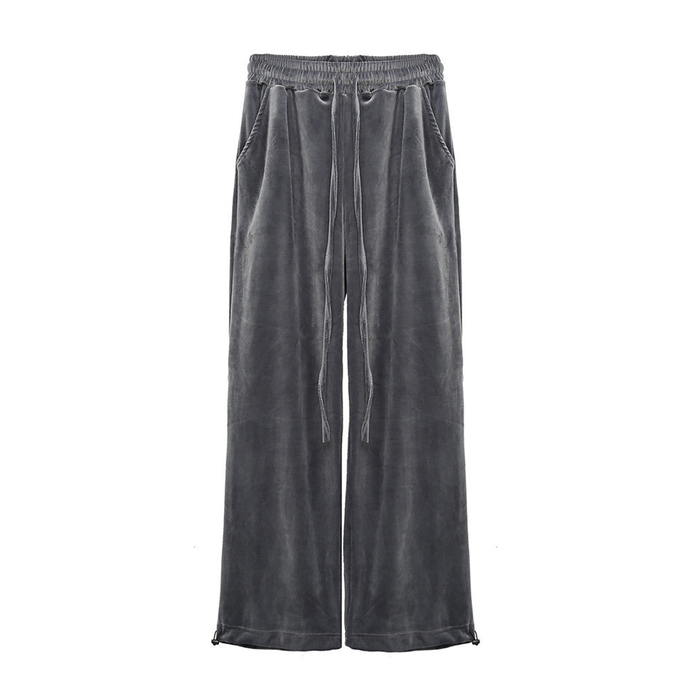 Men's Clothing Solid Color Wide-Leg Pants Men's plus Size Retro Sports Hip Hop Drawstring Jogger Pants Loose Casual Trousers Men Pants