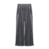 Men's Clothing Solid Color Wide-Leg Pants Men's plus Size Retro Sports Hip Hop Drawstring Jogger Pants Loose Casual Trousers Men Pants