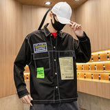 Men's Spring plus Size Loose Sports Top Leisure Artistic Long-Sleeved Shirt Men's Men Jacket