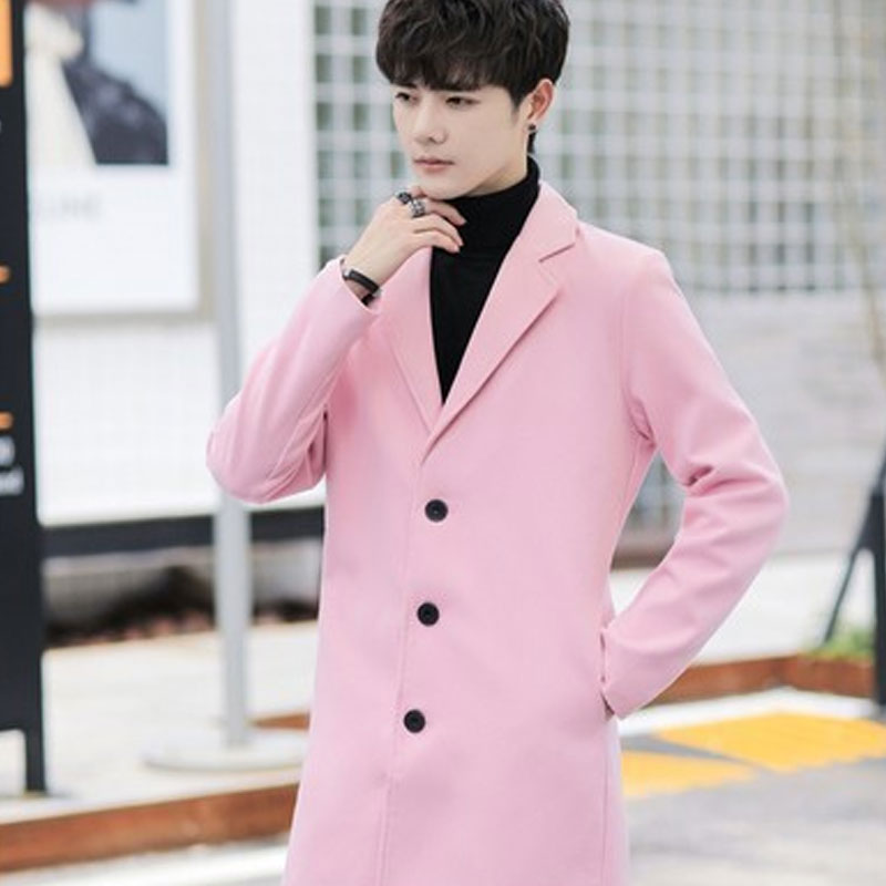 Men's Coat Slim-Fit Mid-Length Trench Coat Men's Thickened Warm Coat Men Spring Trench Coat