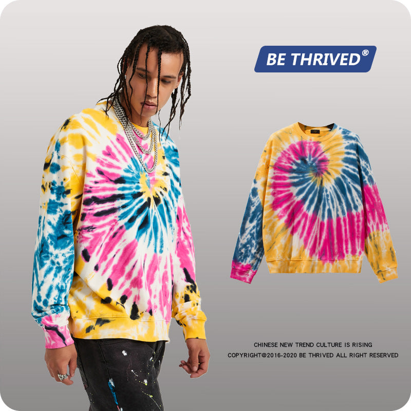 Men's Autumn and Winter plus Size Retro Sports Baggy Coat round Neck Long Sleeve Top Men's Sweater Men Top